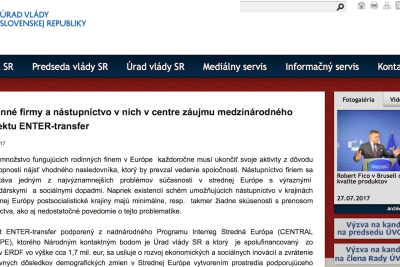 Rodinné firmy a nástupníctvo v nich v centre záujmu medzinárodného projektu ENTER-transfer